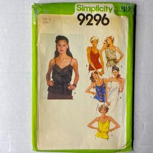 VINTAGE SIMPLICITY 9296 | LADIES CAMISOLE TOP PATTERN | SIZE 10 | MOSTLY UNCUT
